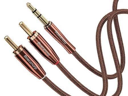 Boscznorp Cable 2 RCA a Jack 3.5, Cable Jack 3.5mm a 2RCA, con HiFi Sonido, Minijack a RCA Macho Audio Estéreo Cable para Móvil, Tablet, PC, iPod, Amplificador, Altavoz, TV, DVD 0.5M Embalaje Deteriorado Fashion