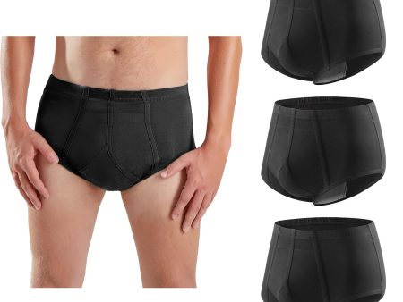 (Falta 1 calzoncillo, Incluye 2) - Talla: XL - Calzoncillo de Incontinencia Lavable para Hombres, Pack de 3 Calzoncillos Reutilizables con Almohadilla Absorbente Negro Embalaje Deteriorado Supply