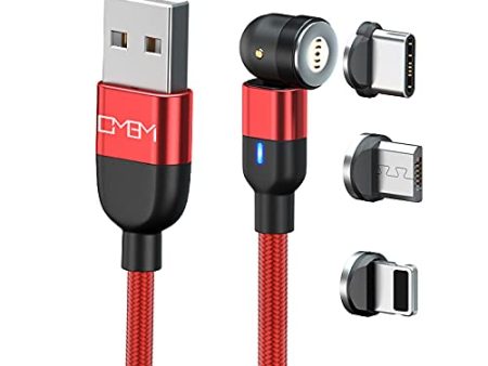 Cable Cargador Multi Universal de Carga Rápida (3A) para Smartphone (iPhone, Samsung, iPad, PS4, PS5, Altavoz...) 3 en 1 Punta Magnética Tipo C Micro USB Lightning [2023] (Rojo, 2m) Embalaje Deteriorado on Sale