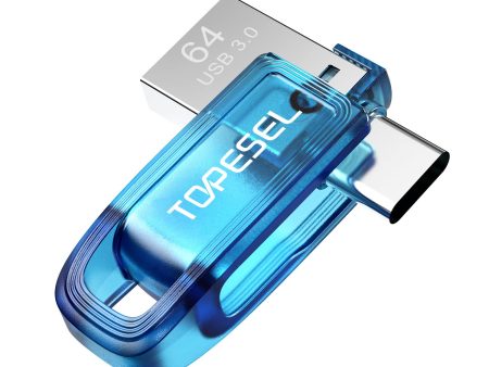 TOPESEL Unidad Flash USB C de 64 GB, Unidad Flash USB 3.0, Unidad Flash USB A y Tipo C, Unidad de UDP-Tech Impermeable, Elegante Unidad Flash USB C OTG portátil para teléfono Tableta Embalaje Deteriorado on Sale