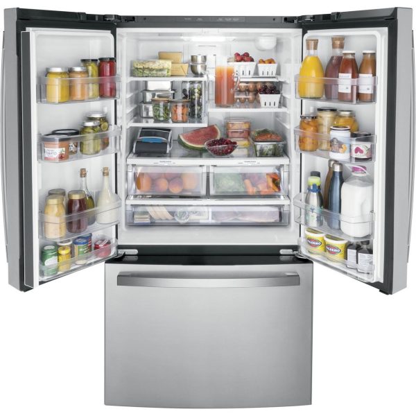 GE 36-inch, 21.9 cu.ft. Counter-Depth French 3-Door Refrigerator with Interior Ice Maker GWE22JYMFS Discount