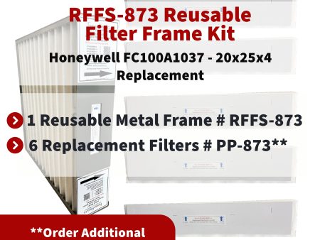 Honeywell FC100A1037 - 20x25x4 Reusable Filter Frame Kit - Includes Lifetime Reusable Frame MODEL # RFFS 873 and 6 Replacement Filters PART # PP-873 MERV 11. Made by FurnaceFilters.Ca Online Hot Sale