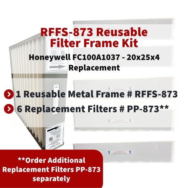 Honeywell FC100A1037 - 20x25x4 Reusable Filter Frame Kit - Includes Lifetime Reusable Frame MODEL # RFFS 873 and 6 Replacement Filters PART # PP-873 MERV 11. Made by FurnaceFilters.Ca Online Hot Sale