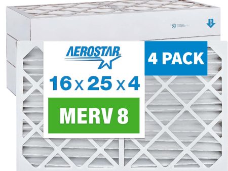 Aerostar 16x25x4 MERV 8 Furnace and A C Air Filter. Actual Exact Size: 15 1 2 x 24 1 2 x 3 5 8 Inches. Case of 4 Online